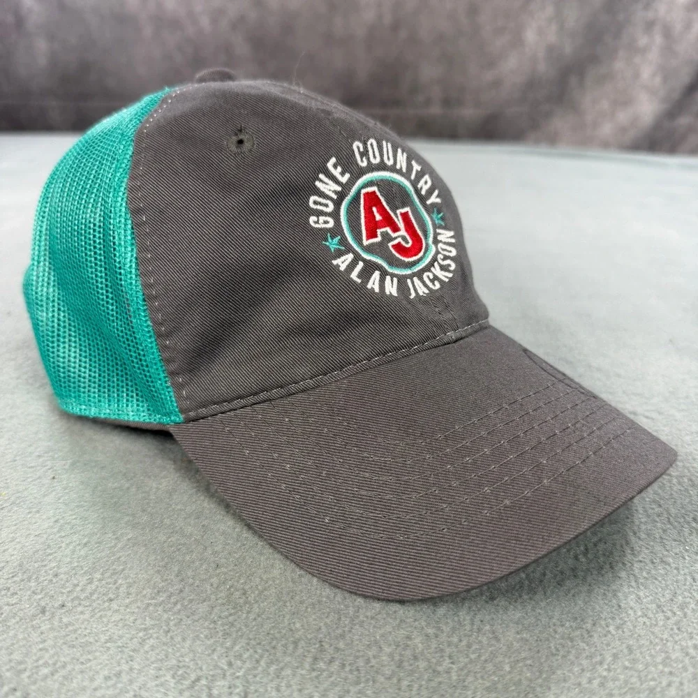 Alan Jackson Signed Gone Country Trucker Hat Grey Teal Outdoor Cap Tour Hat - Picture 4 of 9